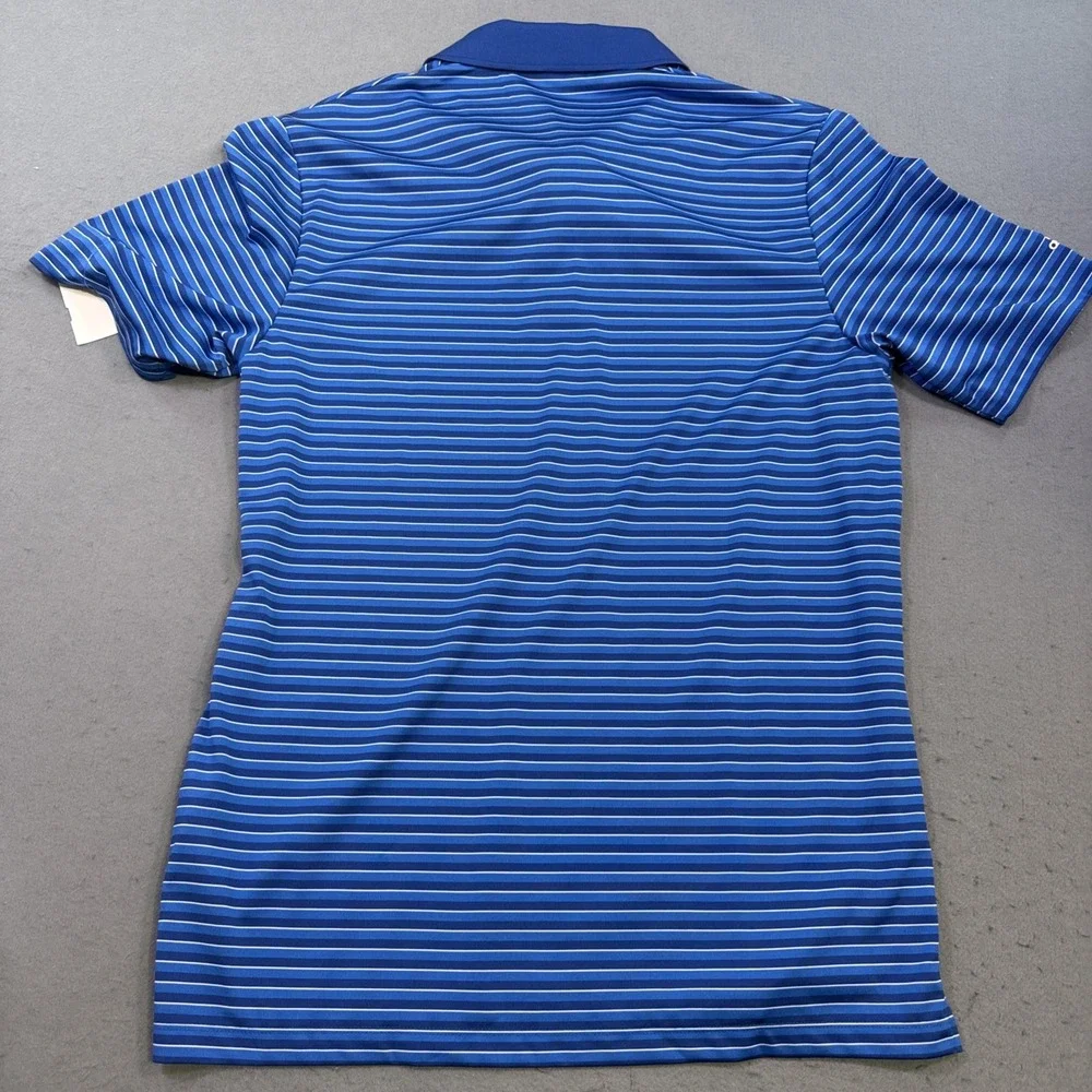 Nike GOLF SHIRT Dri-FIT Men's SMALL PERFORMANCE Stripped  NAVY